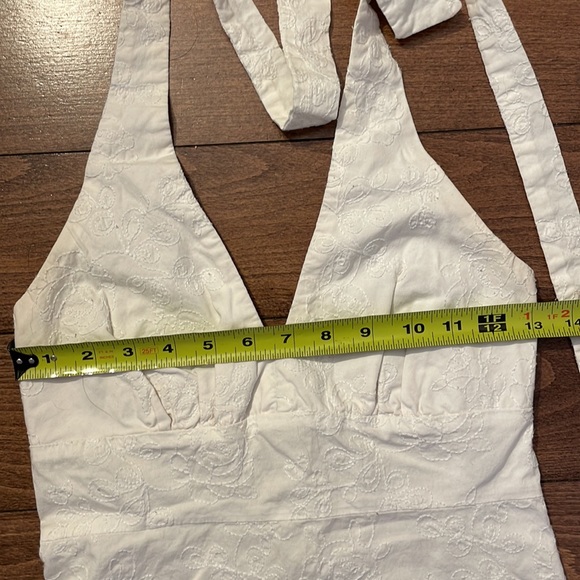 Anthropologie halter dress with all-over embroidery and hidden red embellishment - Picture 7 of 11